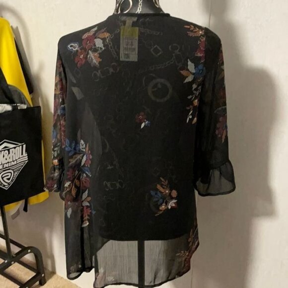 EYESHADOW Sheer Black Needlepoint‎ Coverup Women's Small - Picture 2 of 4